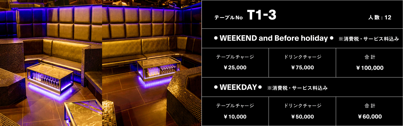 VIPテーブル No.TIER1-3