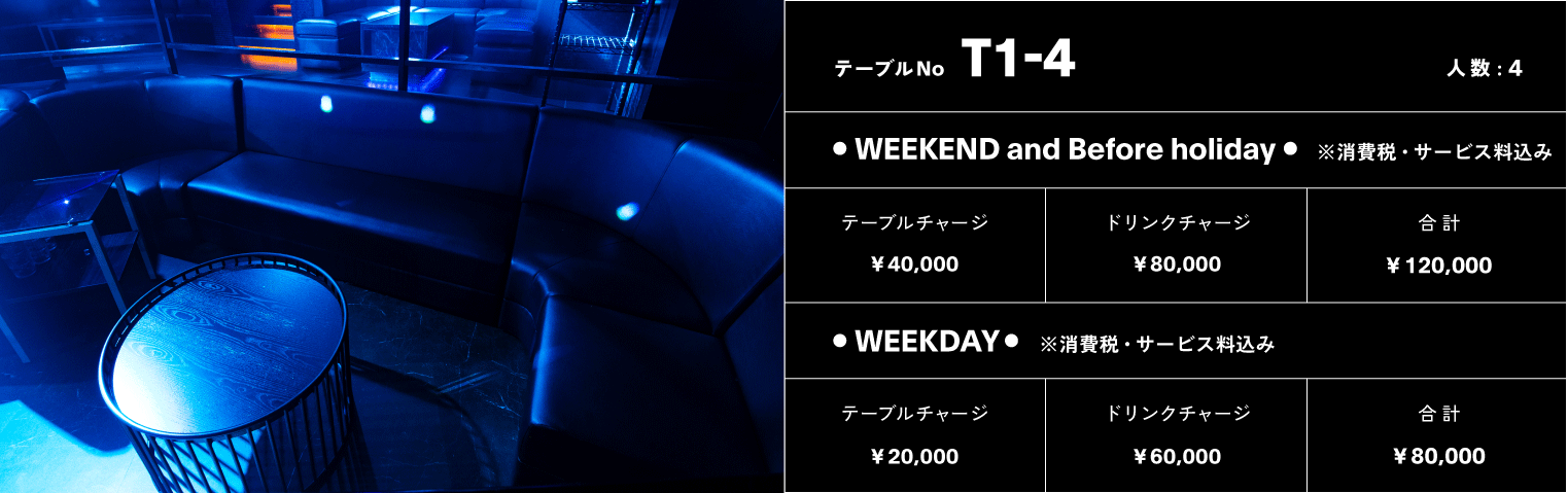VIPテーブル No.TIER1-4