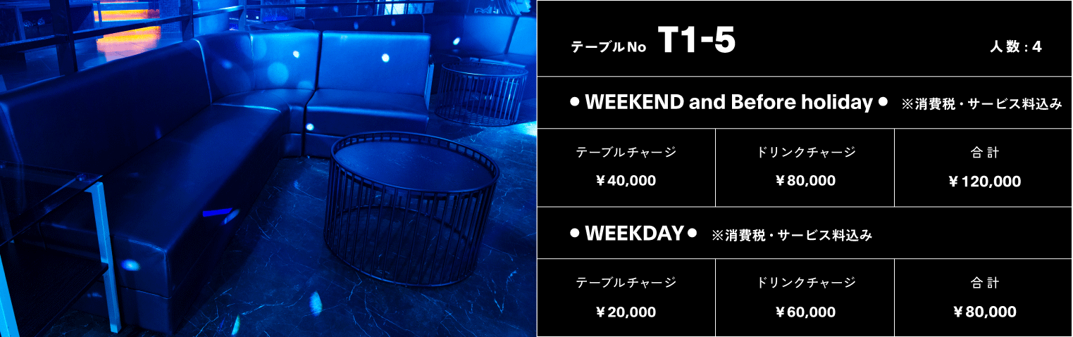 VIPテーブル No.TIER1-5