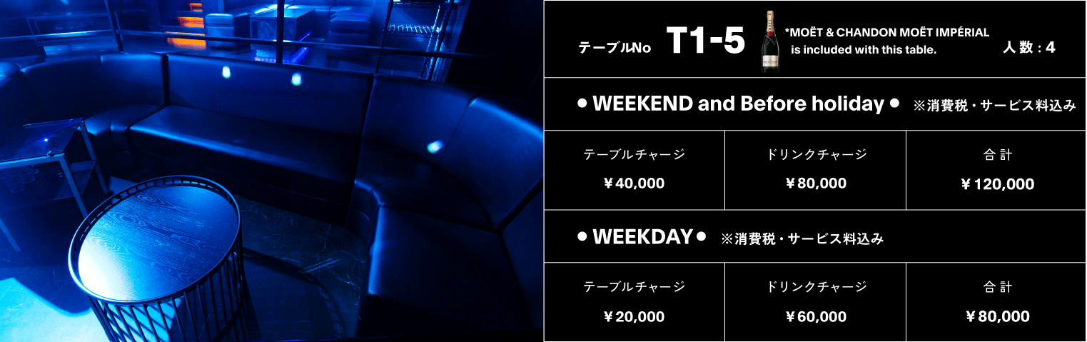 VIPテーブル No.TIER1-5